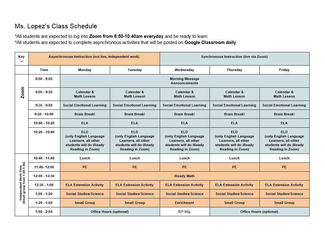 English Schedule